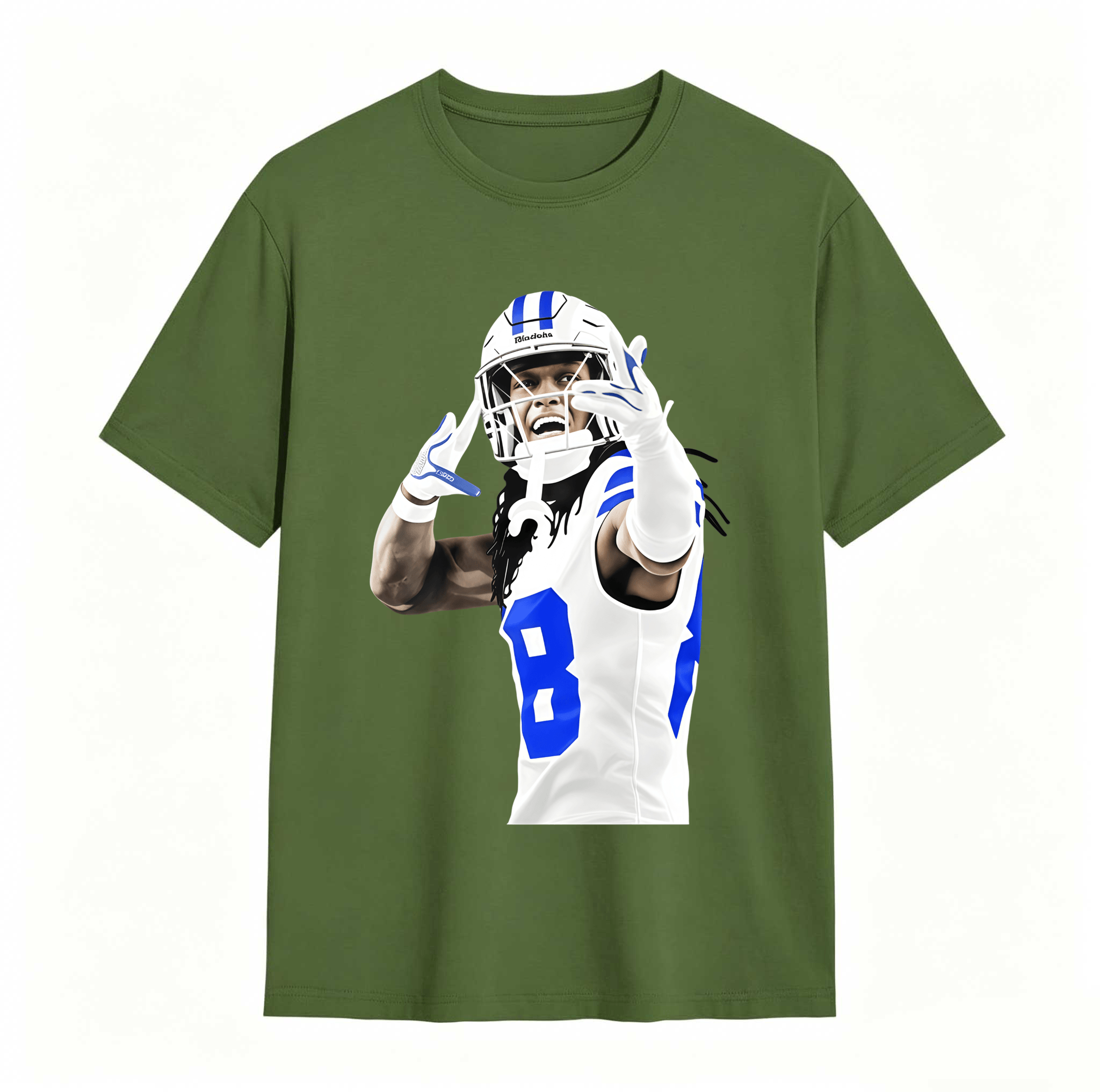 Dorawear™ Football Player In Action Pose With Number Eight T Shirt