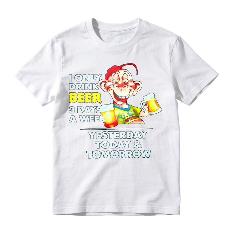 Cartoon Monkey Drinking Beer I Only Drink Beer 3 Days A Week Yesterday Today And Tomorrow Unisex Classic T-shirt