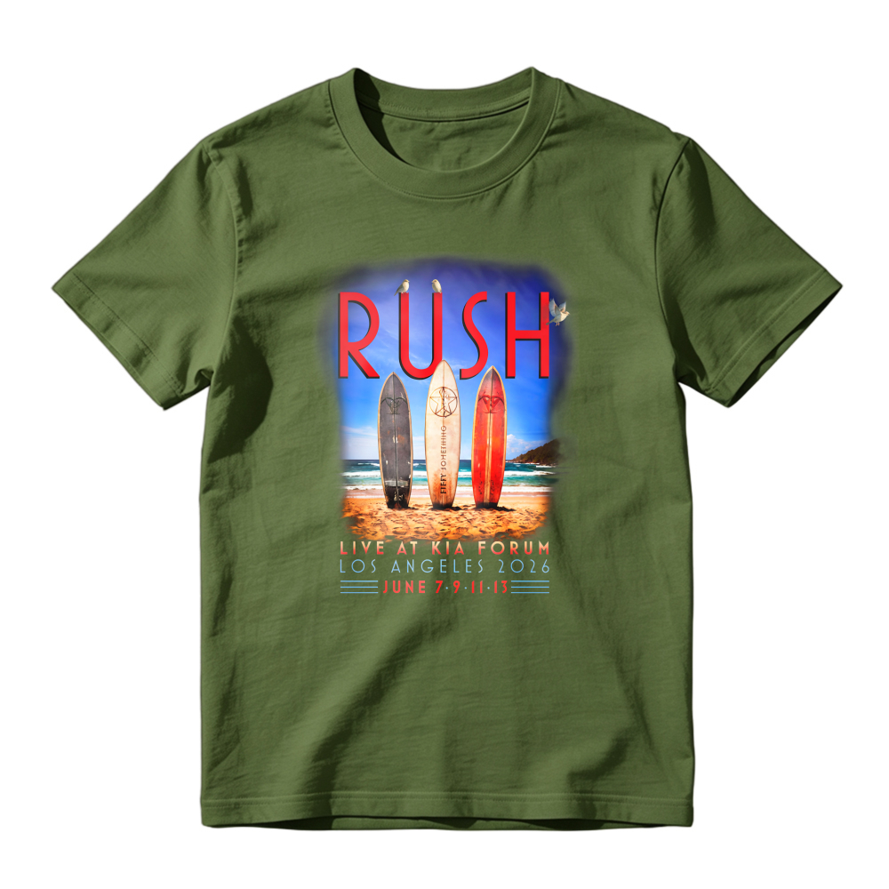 Rush Live At Kia Forum Los Angeles 2016 Surfboards Beach Graphic T-shirt