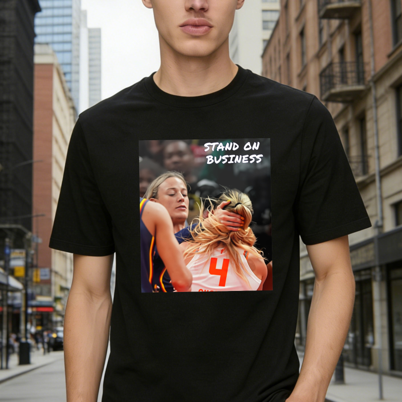 Stand On Business Basketball Player Hugging Graphic T-shirt