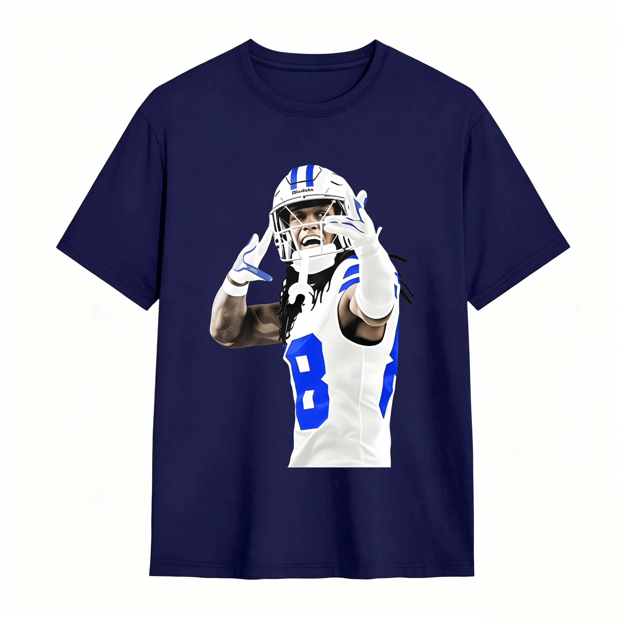 Dorawear™ Football Player In Action Pose With Number Eight T Shirt