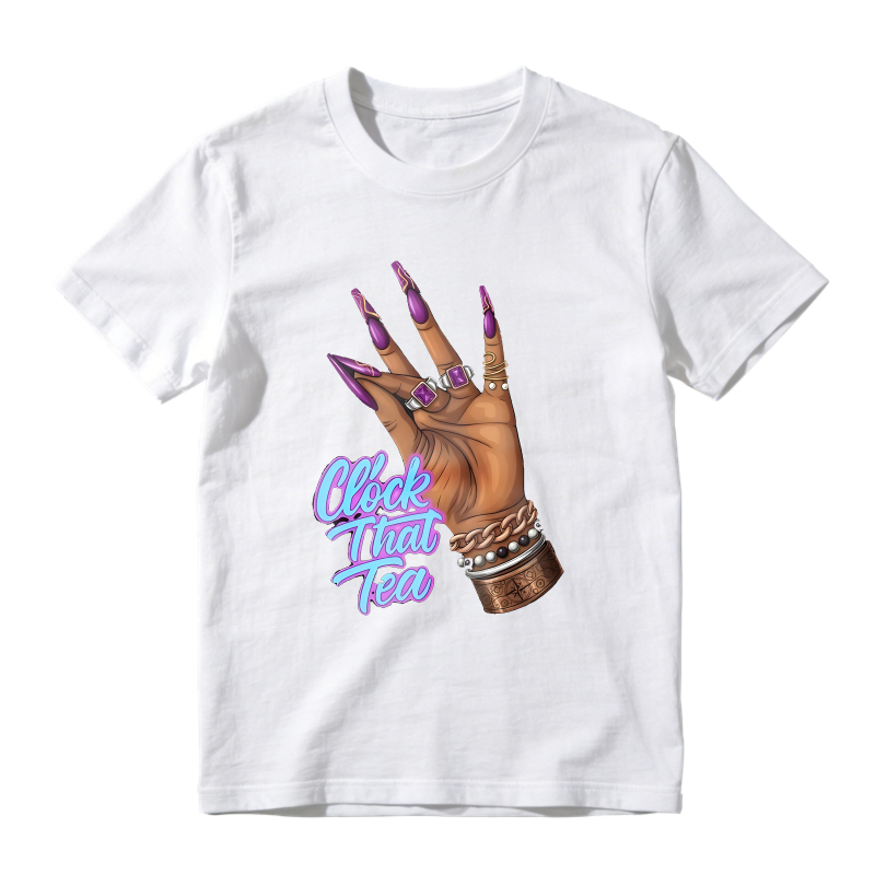Hand With Purple Nails And Bracelets Clock That Tea T-shirt