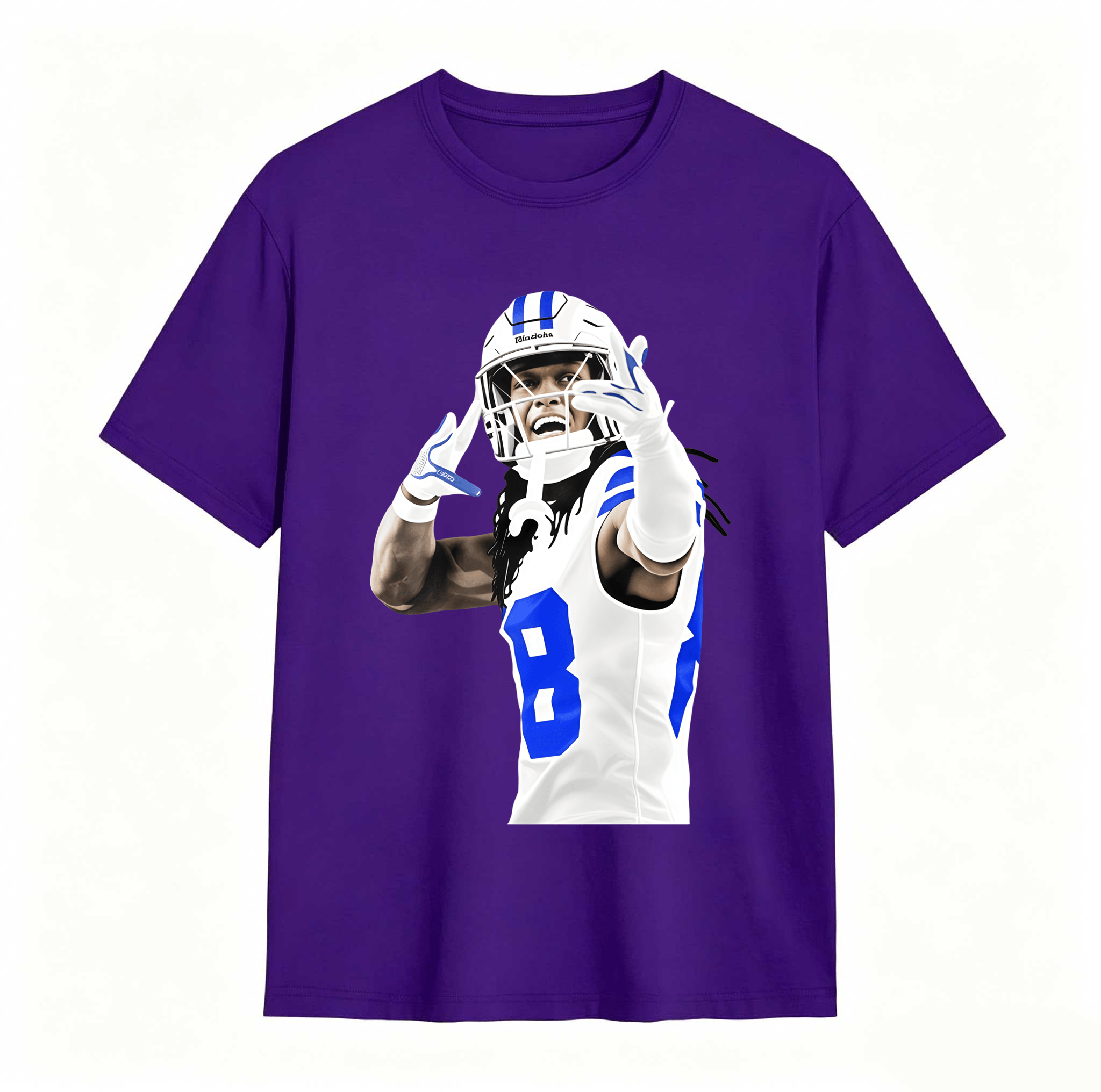 Dorawear™ Football Player In Action Pose With Number Eight T Shirt