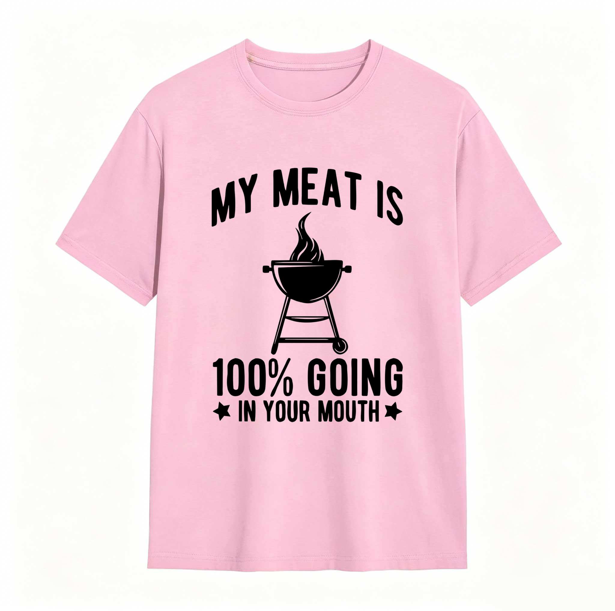 Dorawear™ 100% Cotton My Meat Is 100% Going In Your Mouth - Funny BBQ Themed Unisex Black Short Sleeve T-Shirt Golf Gift T-Shirt For Men And Women