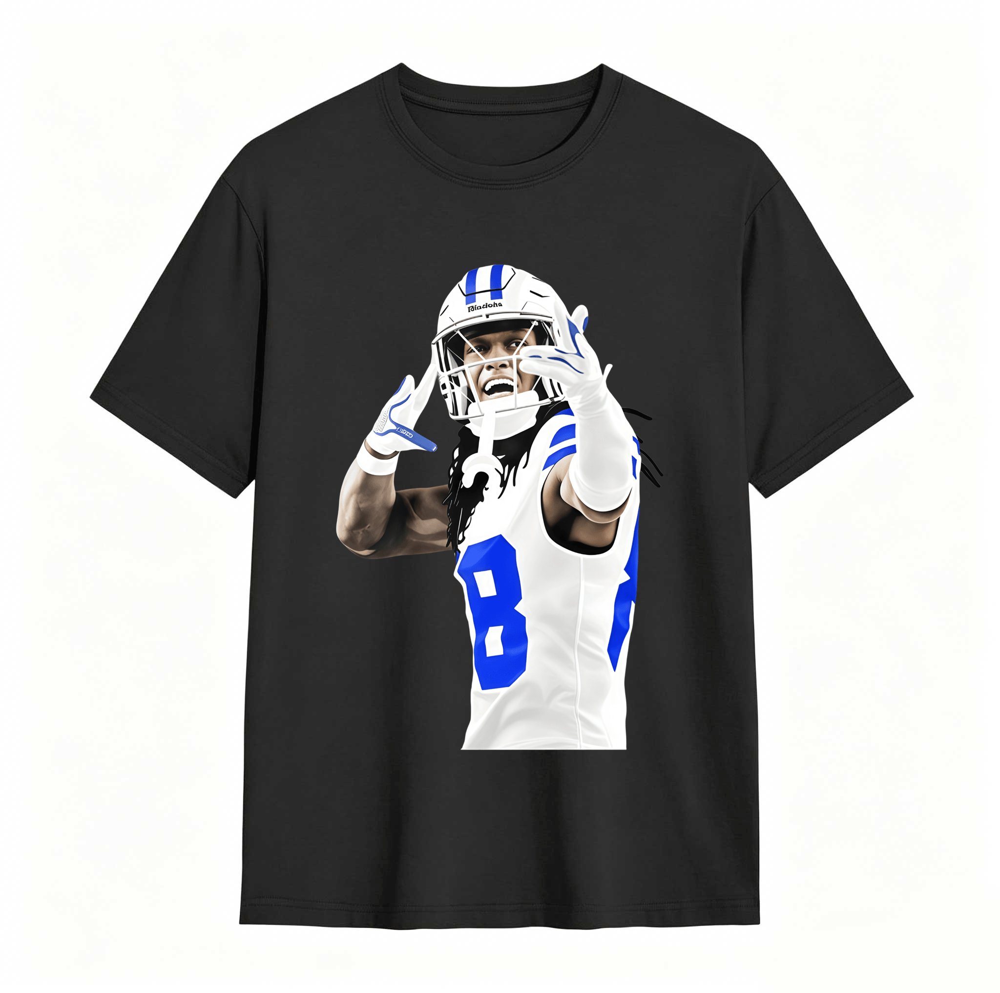 Dorawear™ Football Player In Action Pose With Number Eight T Shirt