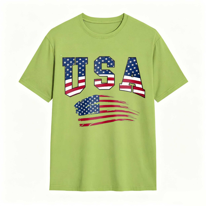 USA Letter American Flag Print Tee Shirt