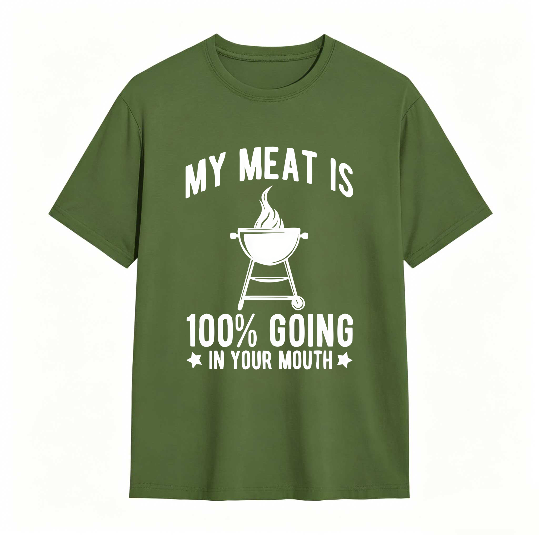 Dorawear™ 100% Cotton My Meat Is 100% Going In Your Mouth - Funny BBQ Themed Unisex Black Short Sleeve T-Shirt Golf Gift T-Shirt For Men And Women