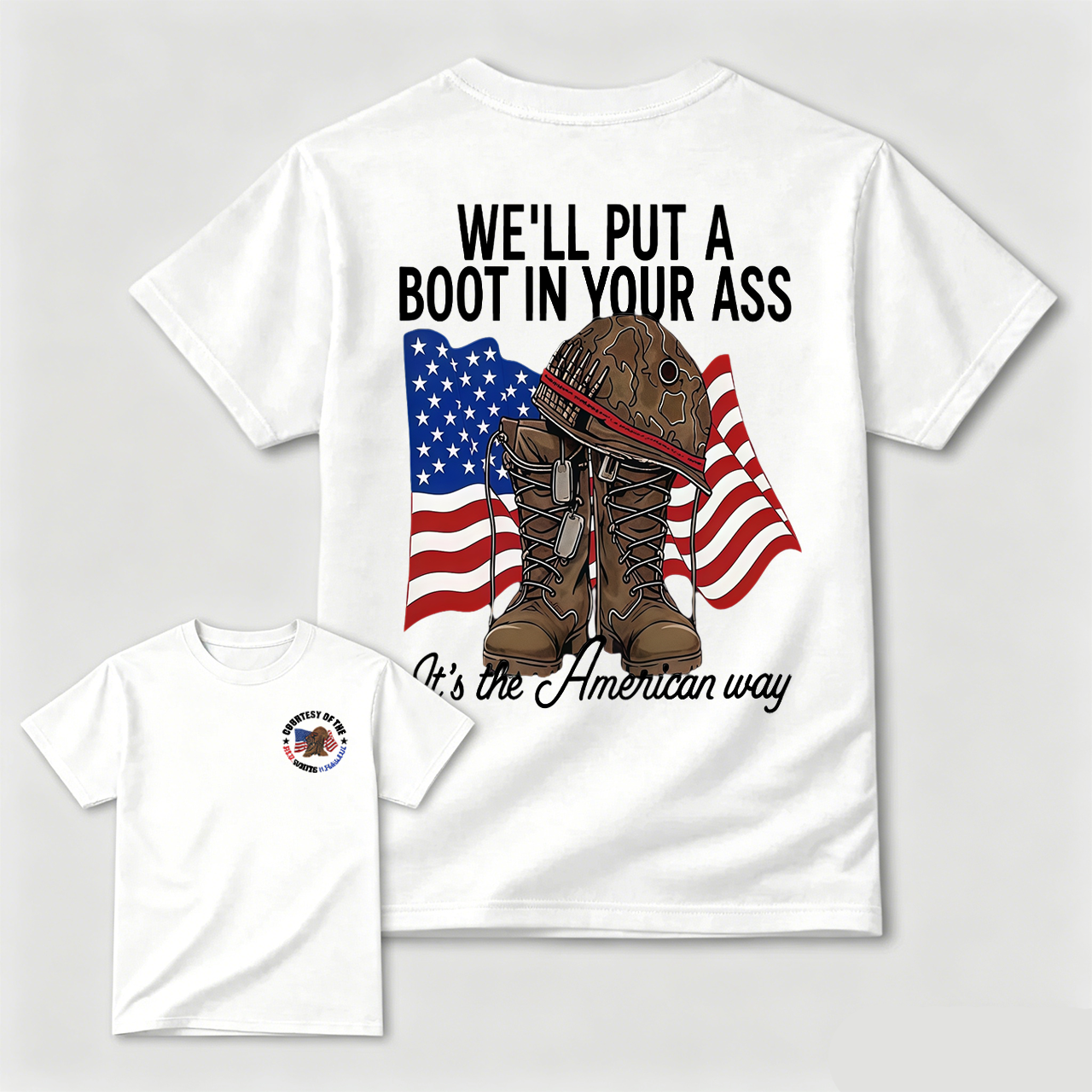 Bold American Military Graphic Tee – Show Your Patriot Pride!