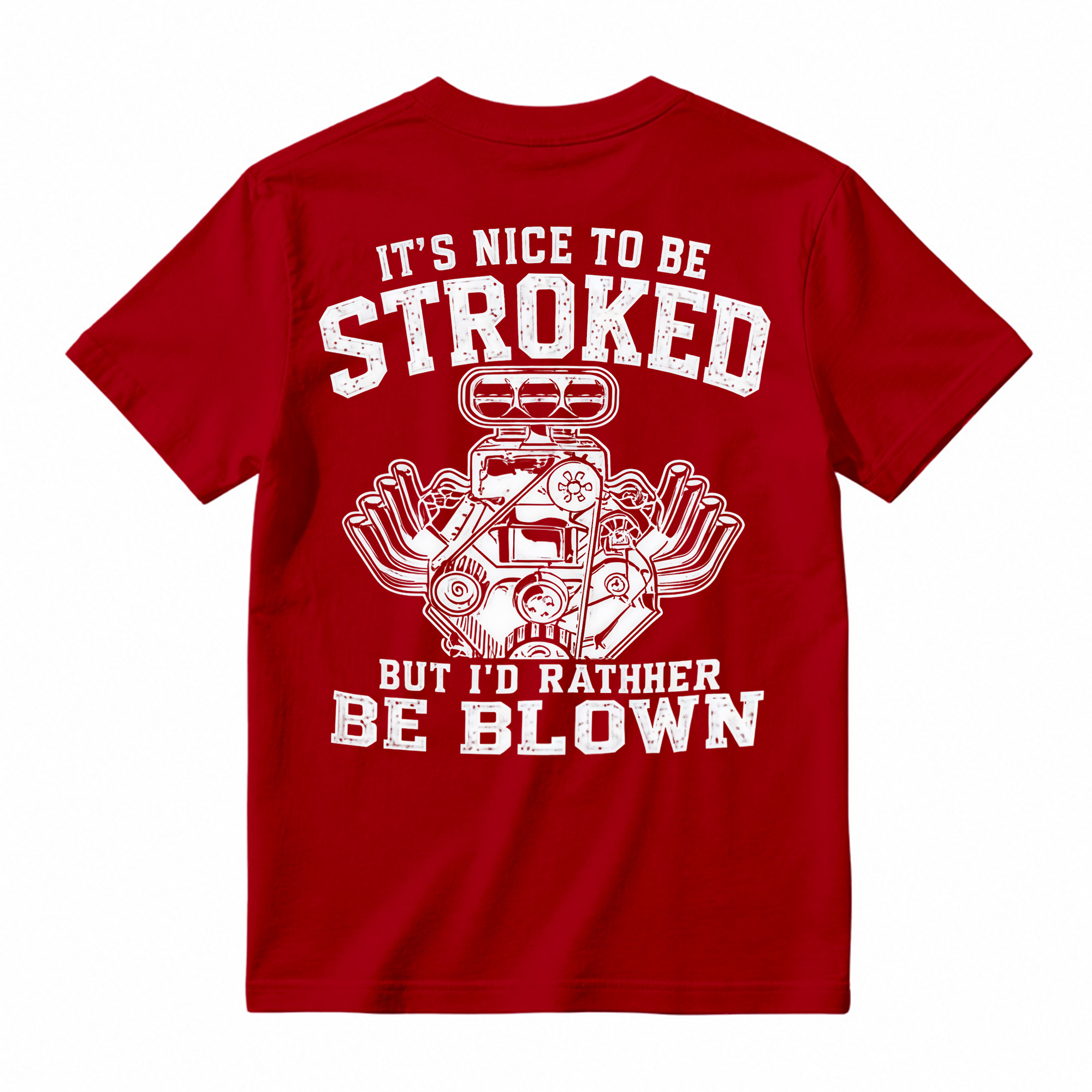 "Stroked & Blown" V8 Engine Humor T-shirt