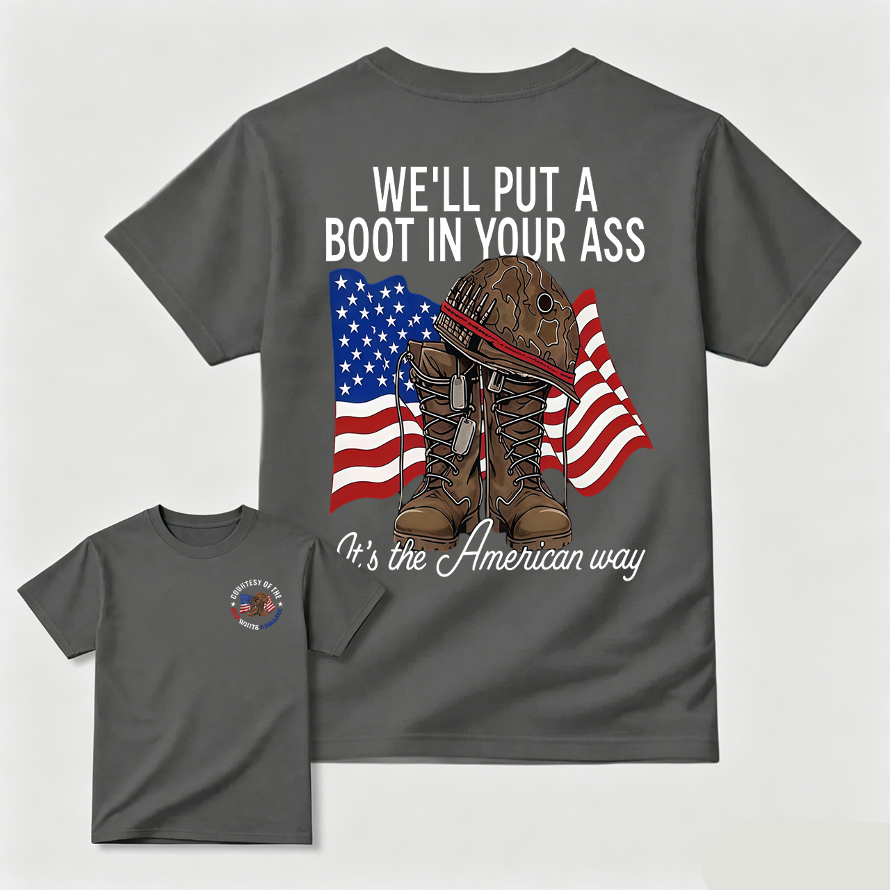 Bold American Military Graphic Tee – Show Your Patriot Pride!