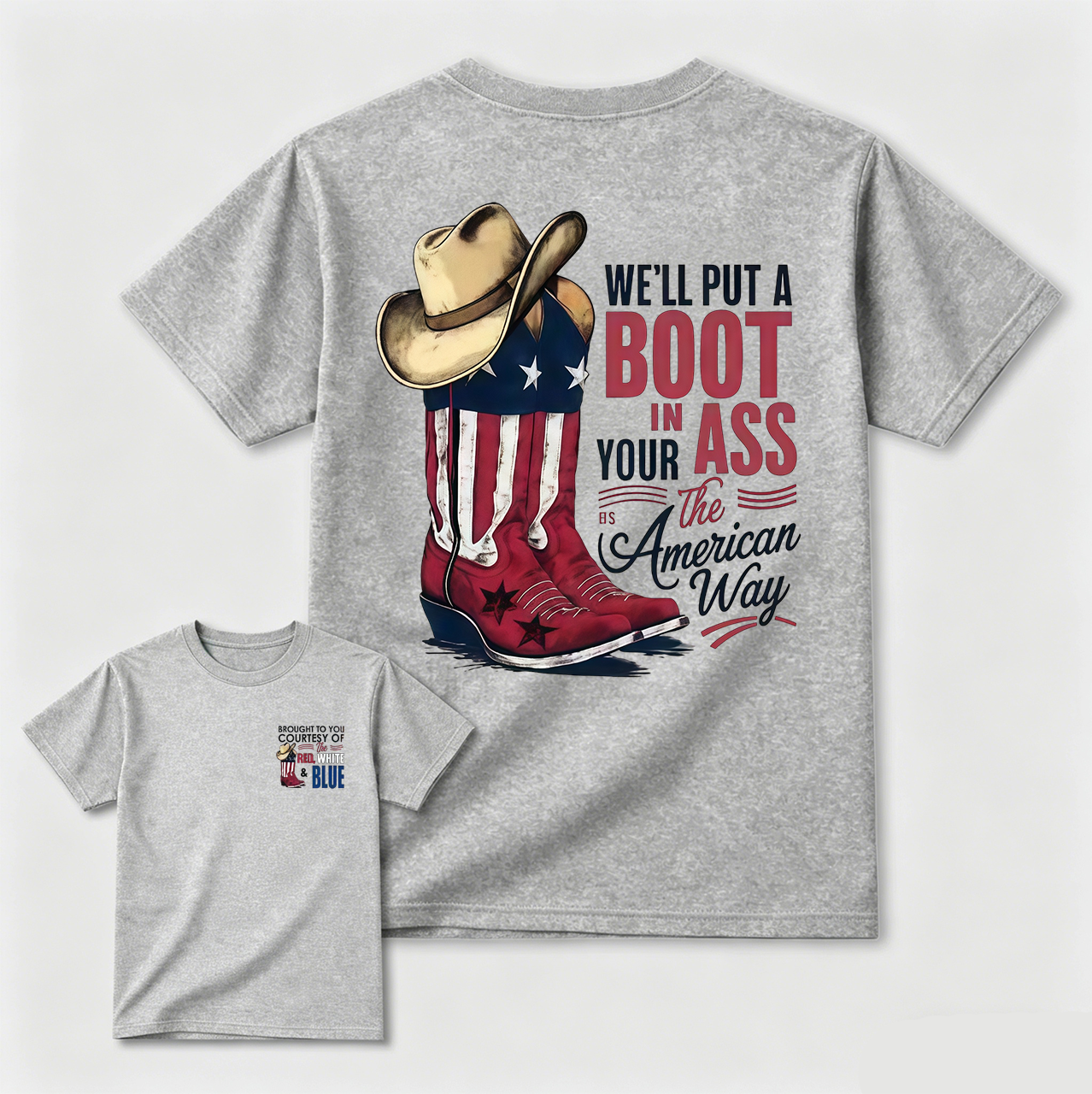 American Cowboy Boots Patriotic Graphic T-Shirt