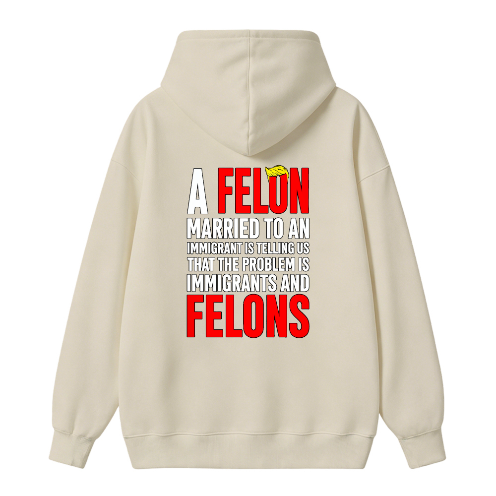 A Felon Married To An Immigrant Is Telling Us That The Problem Is Immigrants And Felons Funny Quote Hoodie