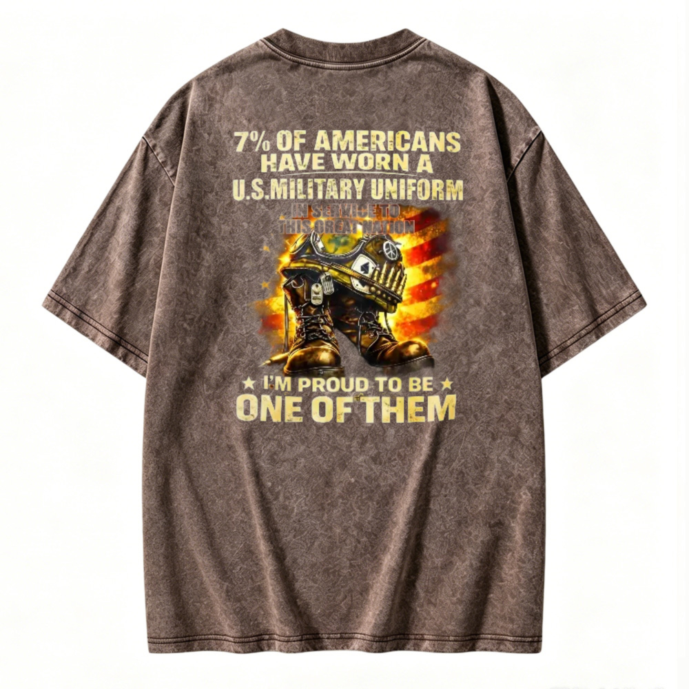 Proud American Military Veteran Service Graphic Washed Tee