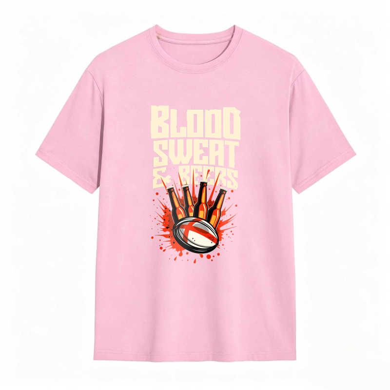 Blood Sweat And Beers Rugby Ball With Flames Unisex Classic T-shirt