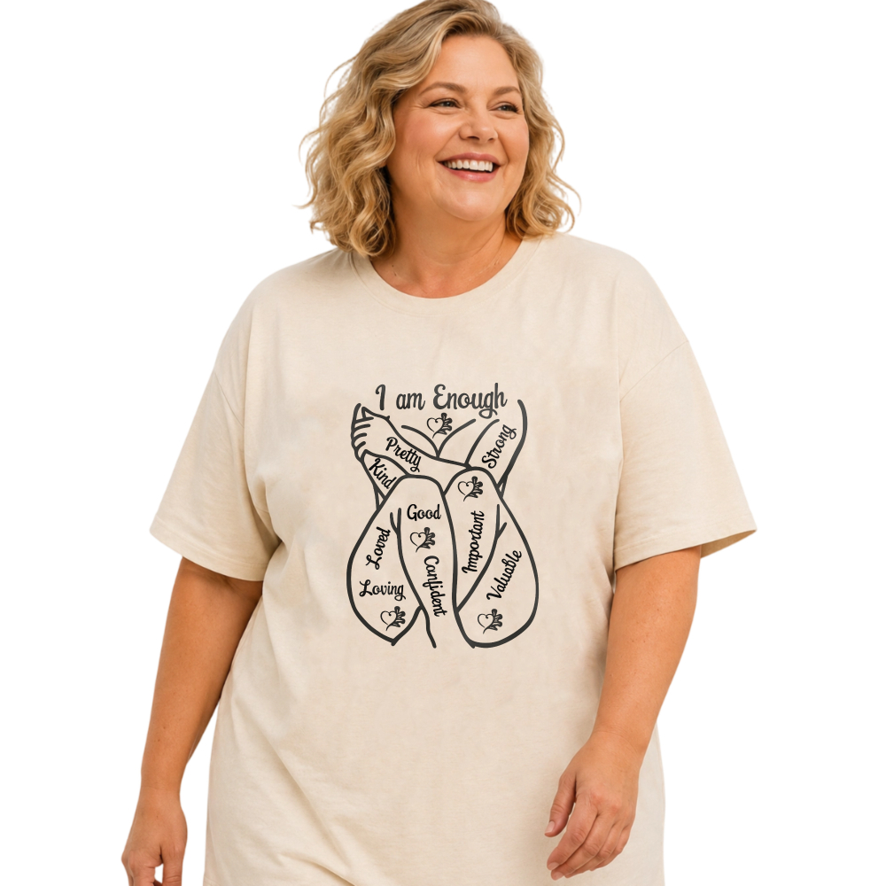 I Am Enough Positive Loving Good Confident Important Adorable tshirt 100% cotton