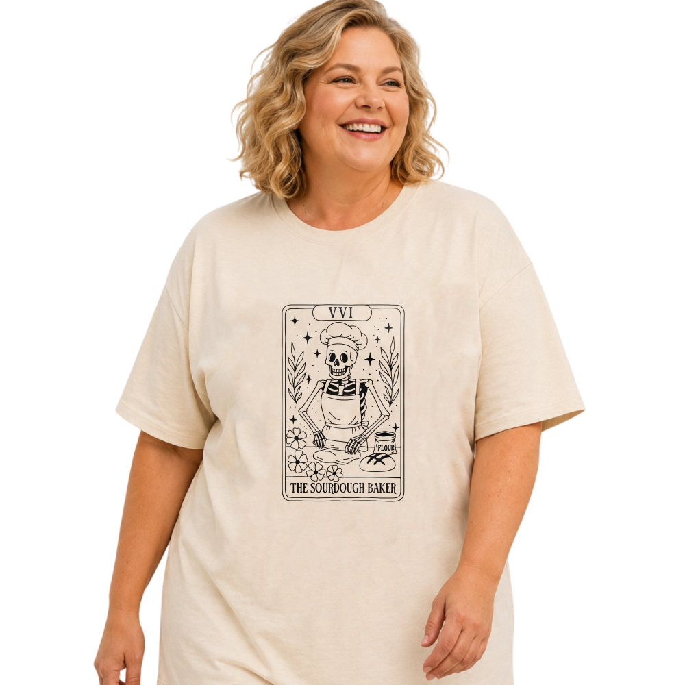 The Sourdough Baker Tarot Card Design tshirt 100% cotton