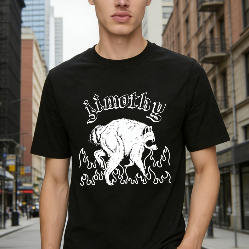 Timothy Raccoon Walking On Flames Graphic Unisex Classic T-shirt