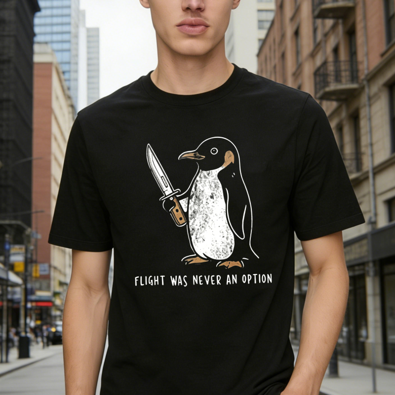 Penguin Holding Knife Flight Was Never An Option  Classic T-shirt