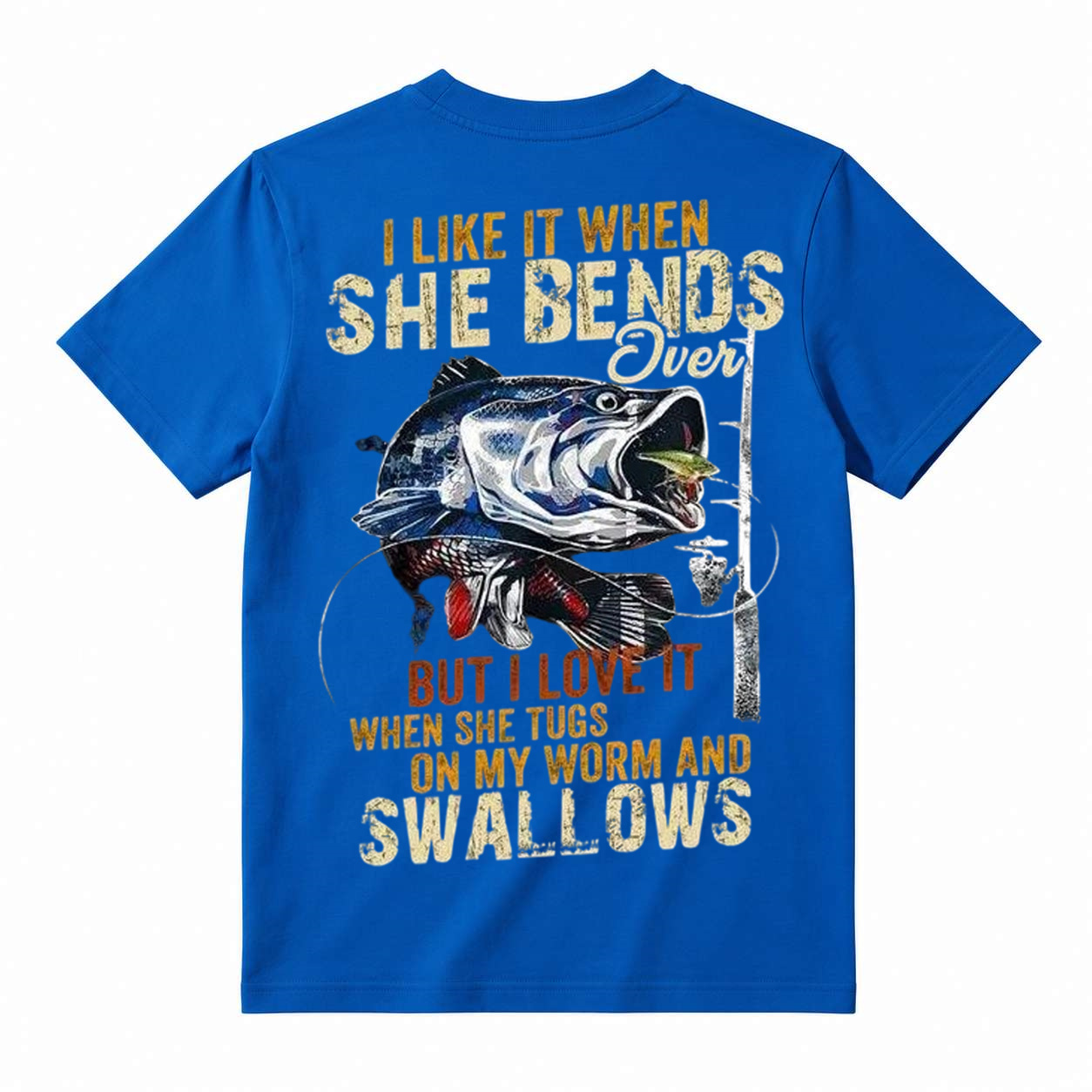 Funny Bass Fishing Double Meaning Back Print Tee