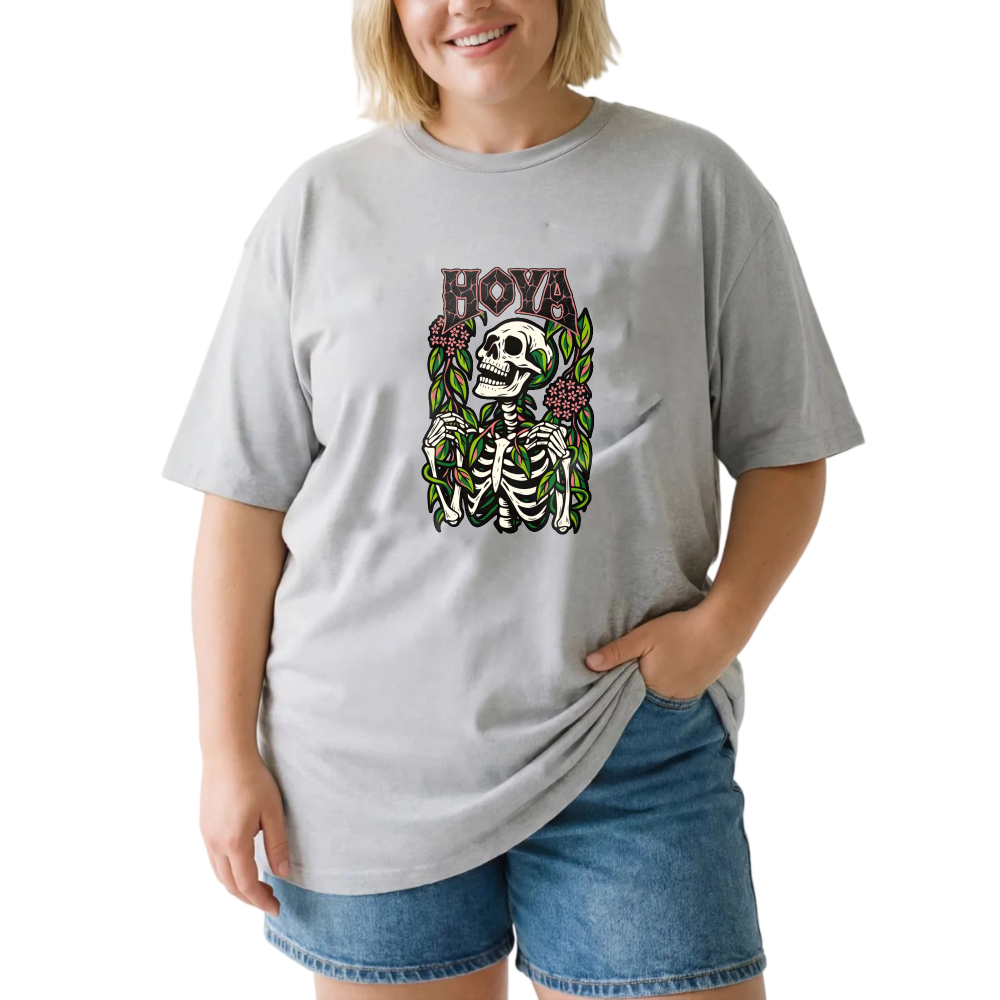 Hoya Skull Floral Design Print tshirt 100% cotton
