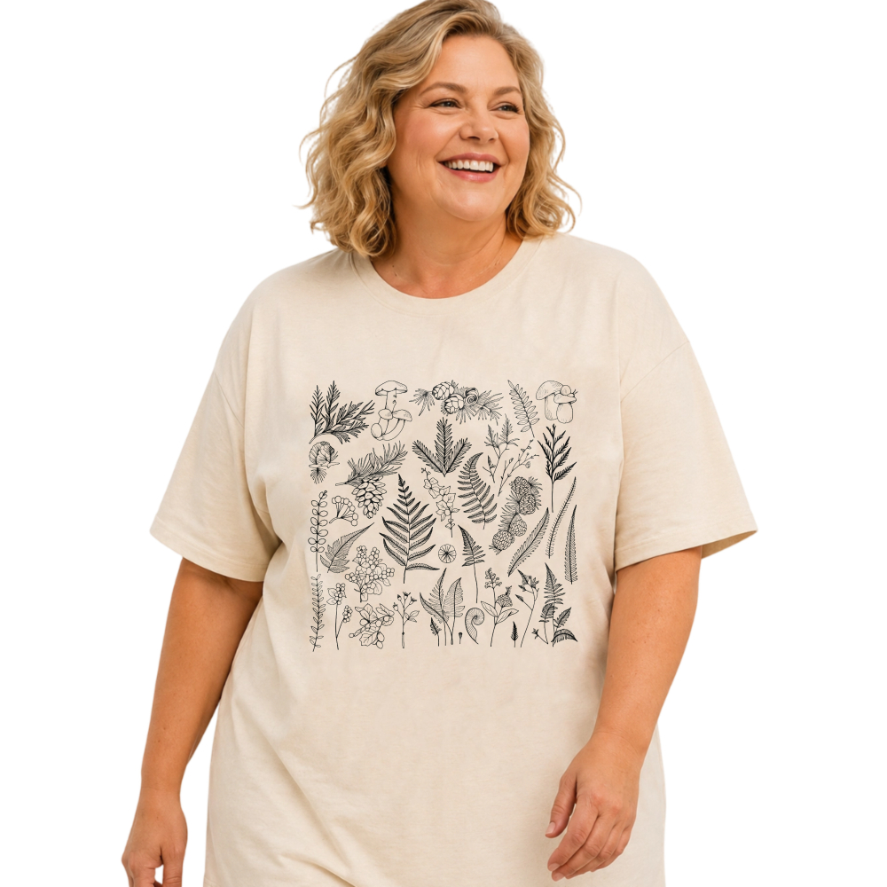 Botanical Plant Sketches Nature Design tshirt 100% cotton