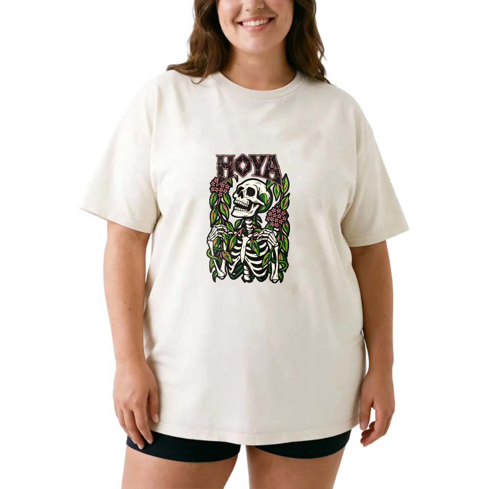 Hoya Skull Floral Design Print tshirt 100% cotton