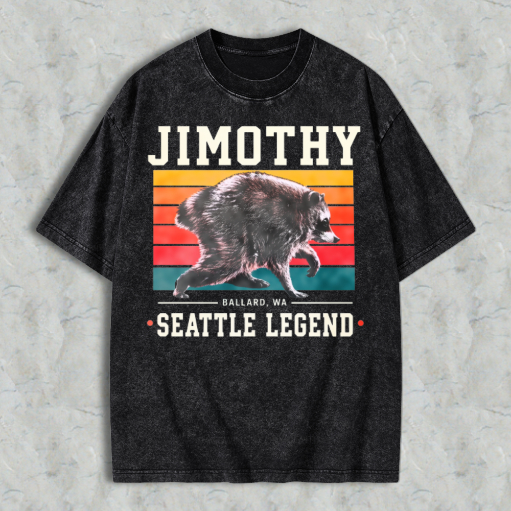 Jimothy Raccoon Ballard Wa Seattle Legend Vintage Retro Washed T-Shirt