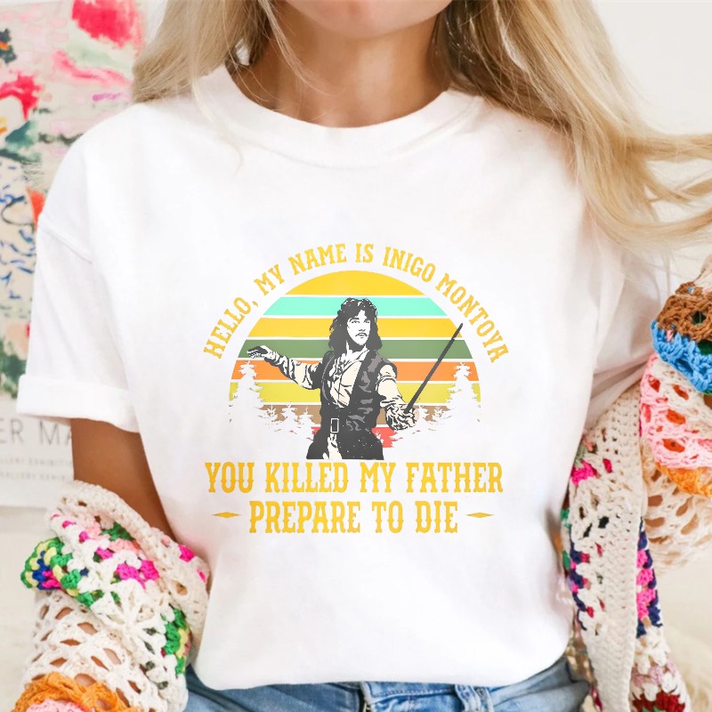 Hello My Name Is Inigo Montoya You Killed My Father Prepare To Die Retro Sunset Vintage Movie Quote Unisex Classic T-shirt