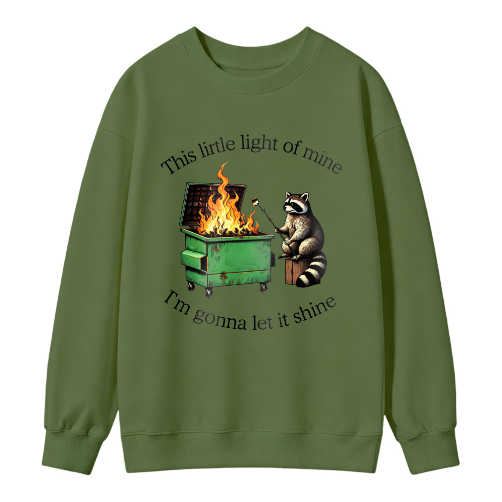 Raccoon Lighting Dumpster On Fire Unisex Crewneck Classic Sweatshirt
