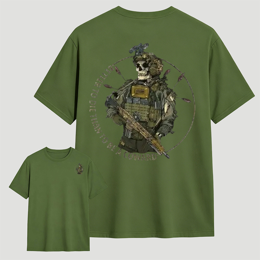 Better To Die Than To Be A Coward Tactical Skull Double Sided Tee
