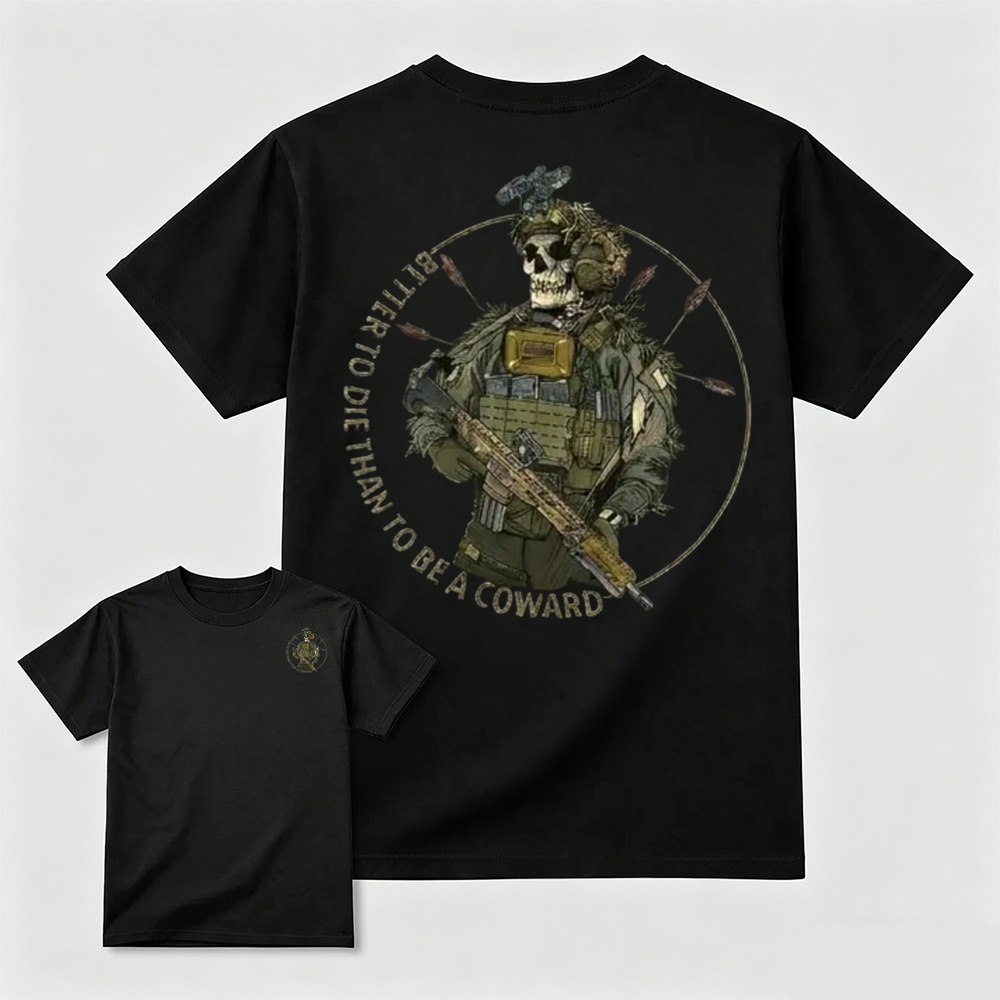 Better To Die Than To Be A Coward Tactical Skull Double Sided Tee
