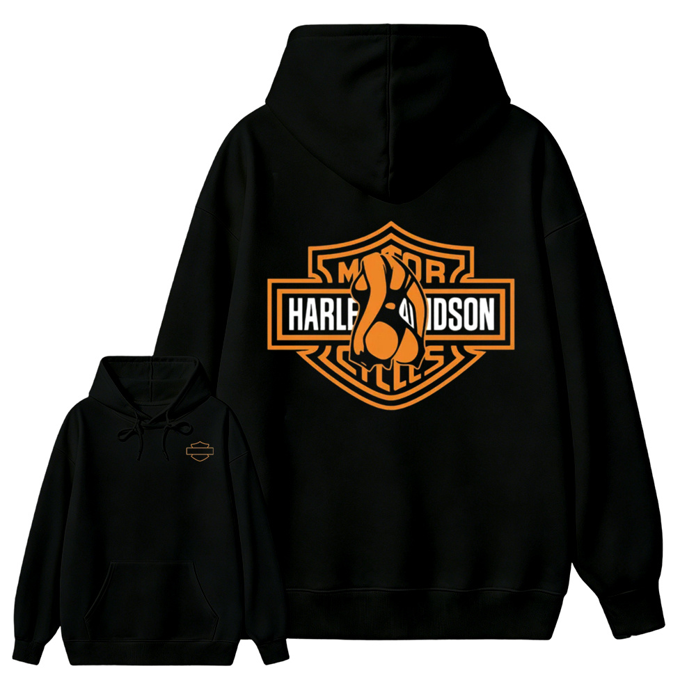Vintage Motorcycle Skull Double Sided Hoodie