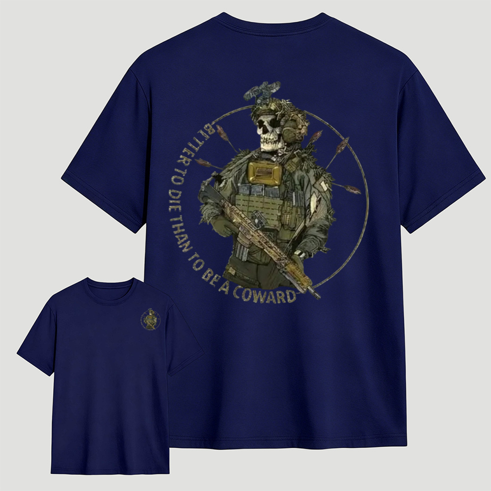 Better To Die Than To Be A Coward Tactical Skull Double Sided Tee