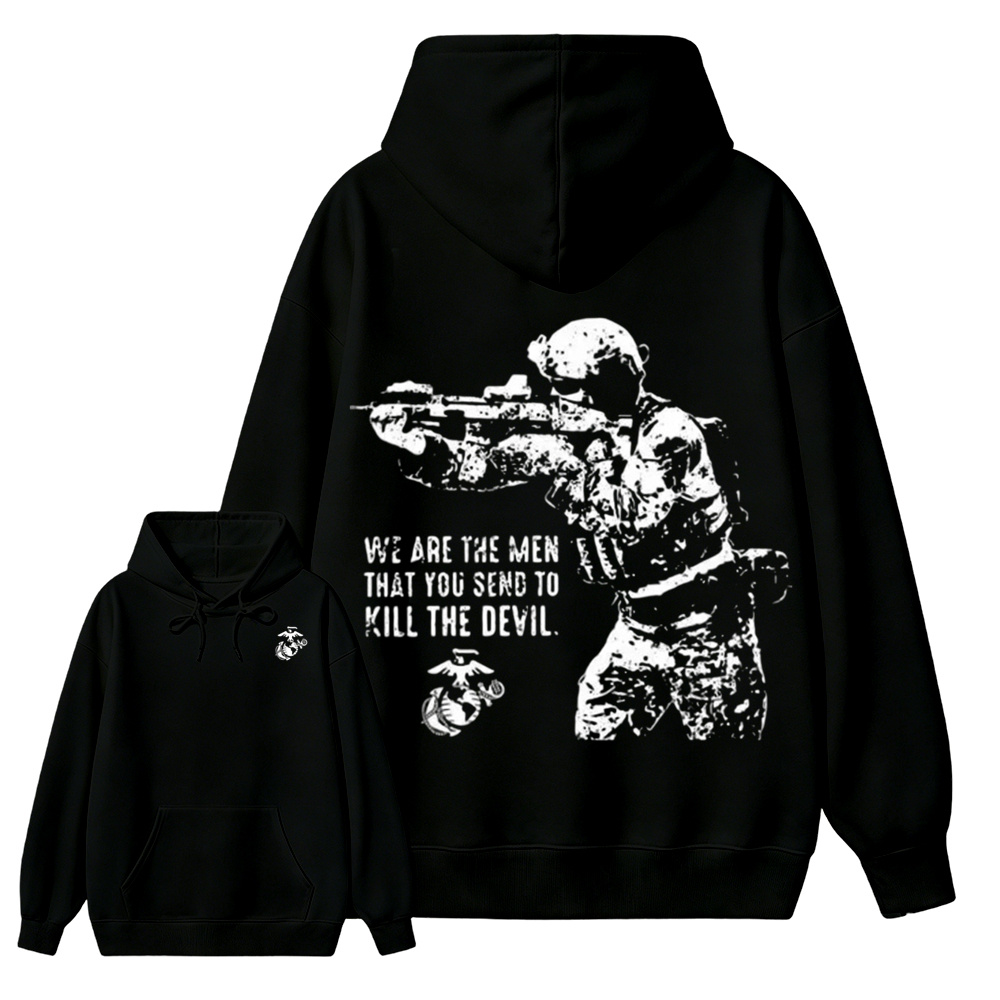 USMC We Are The Men That Kill The Devil Double Sided Hoodie