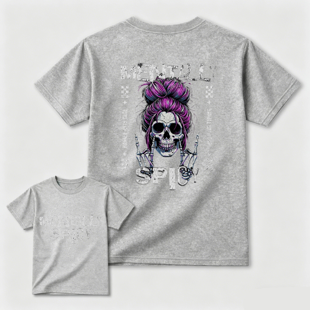 Mentally Spicy Skull Tee – Y2K Edgy Streetwear Shirt