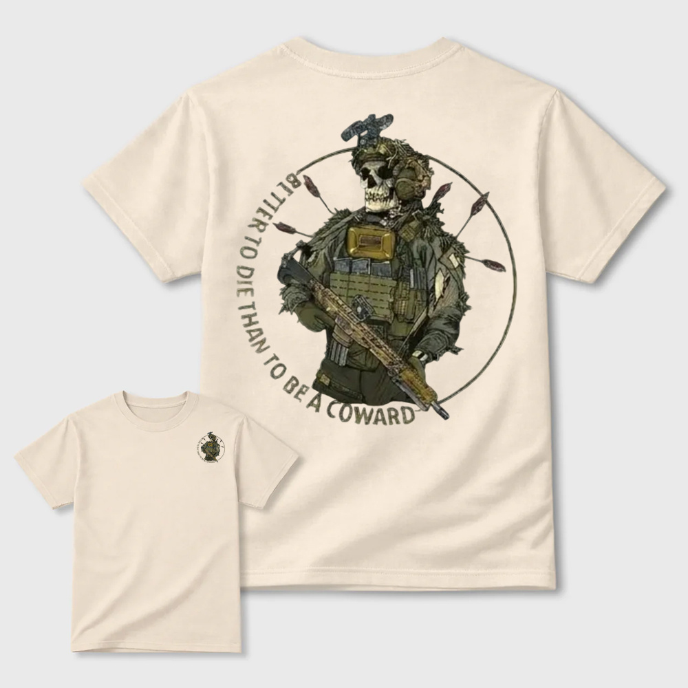 Better To Die Than To Be A Coward Tactical Skull Double Sided Tee