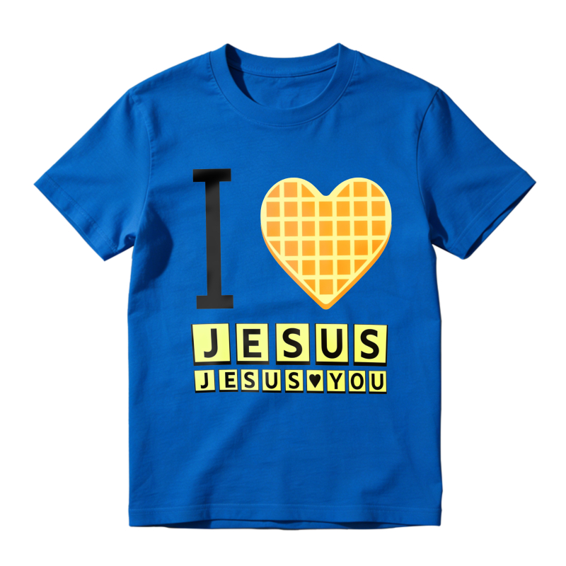 I Love Jesus Waffle Heart Typography Graphic T-shirt