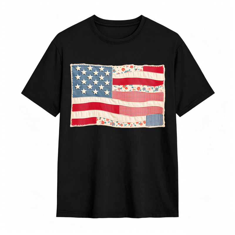 American Flag Patchwork Design Unisex Classic T-shirt