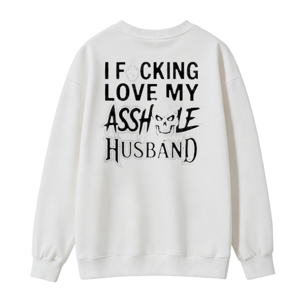 Funny Skull Graphic I Love My Husband Sweatshirt
