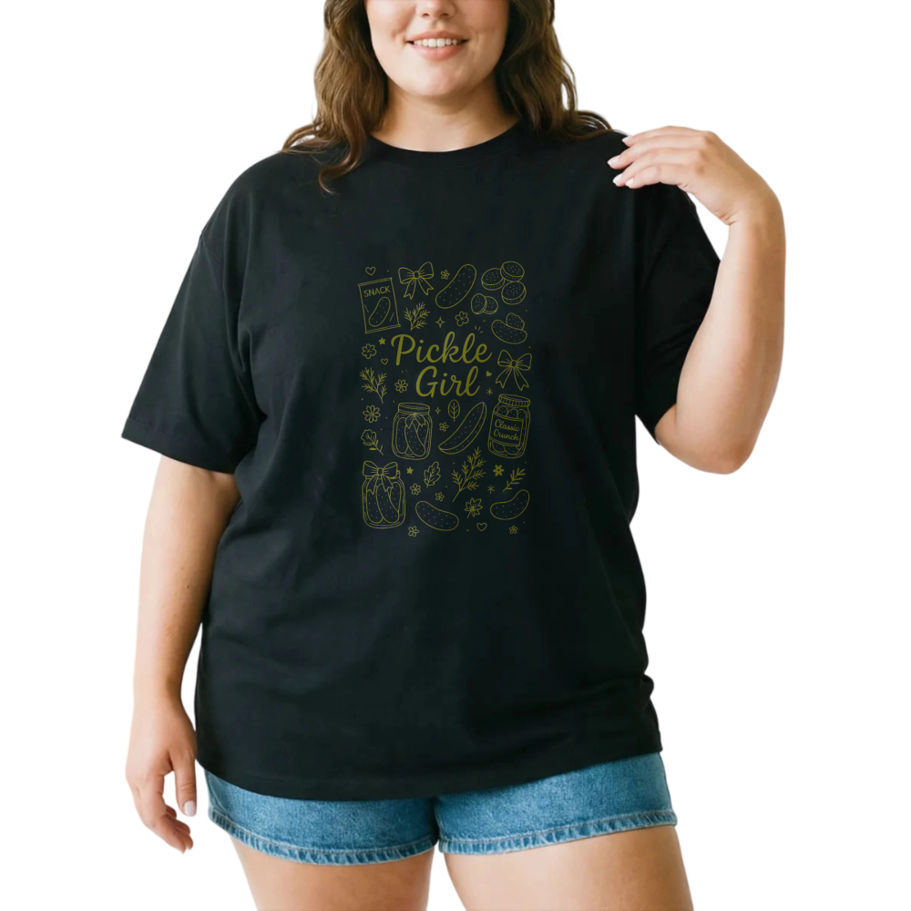 Pickle Girl Jar Cucumber Spice Bottle tshirt 100% cotton