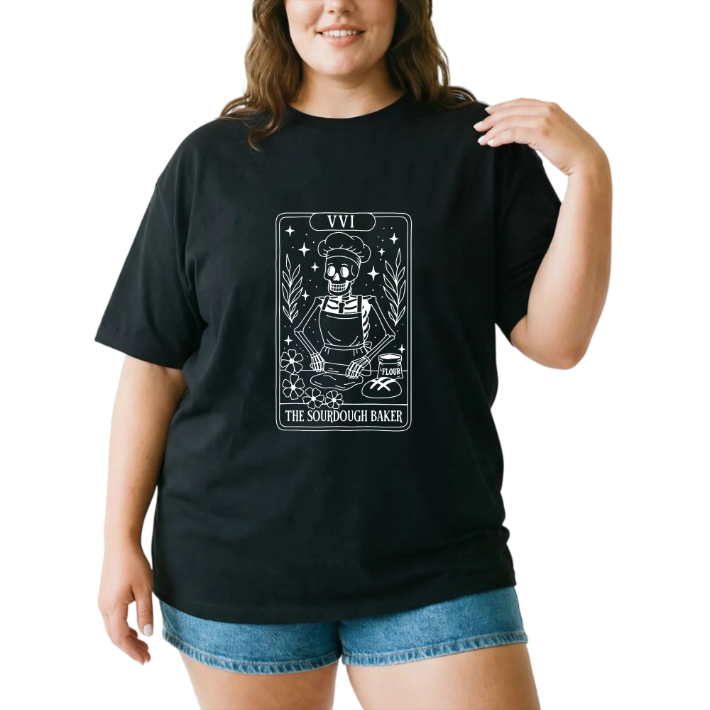 The Sourdough Baker Tarot Card Design tshirt 100% cotton