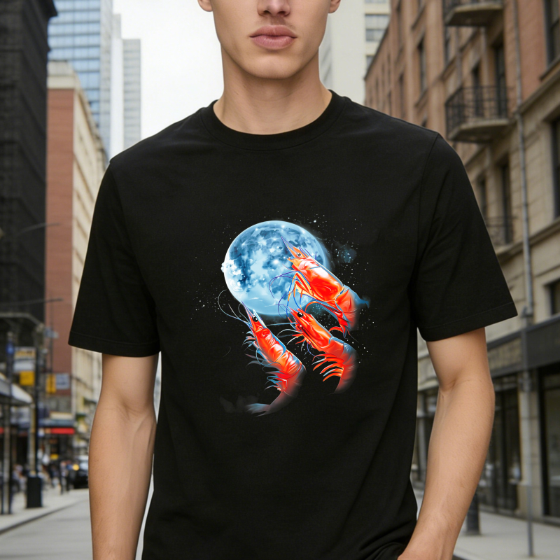Red Lobsters And Blue Moon Space Art Unisex Classic T-shirt