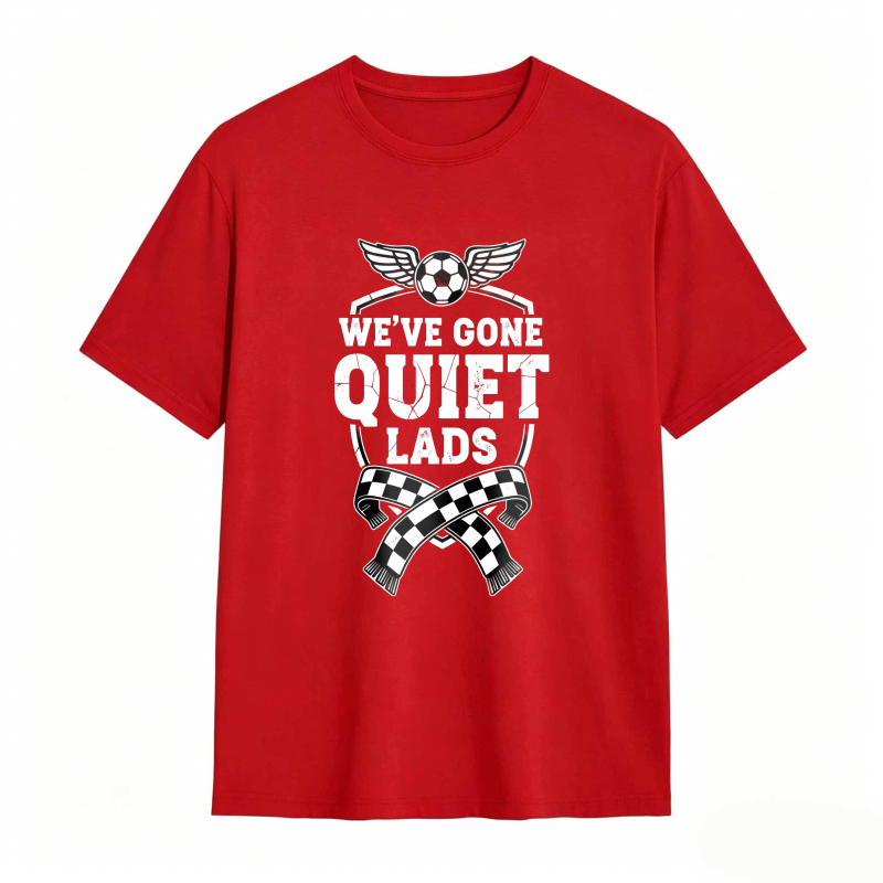 Weve Gone Quiet Lads Soccer Ball Wings And Checkered Flag Design Unisex Classic T-shirt