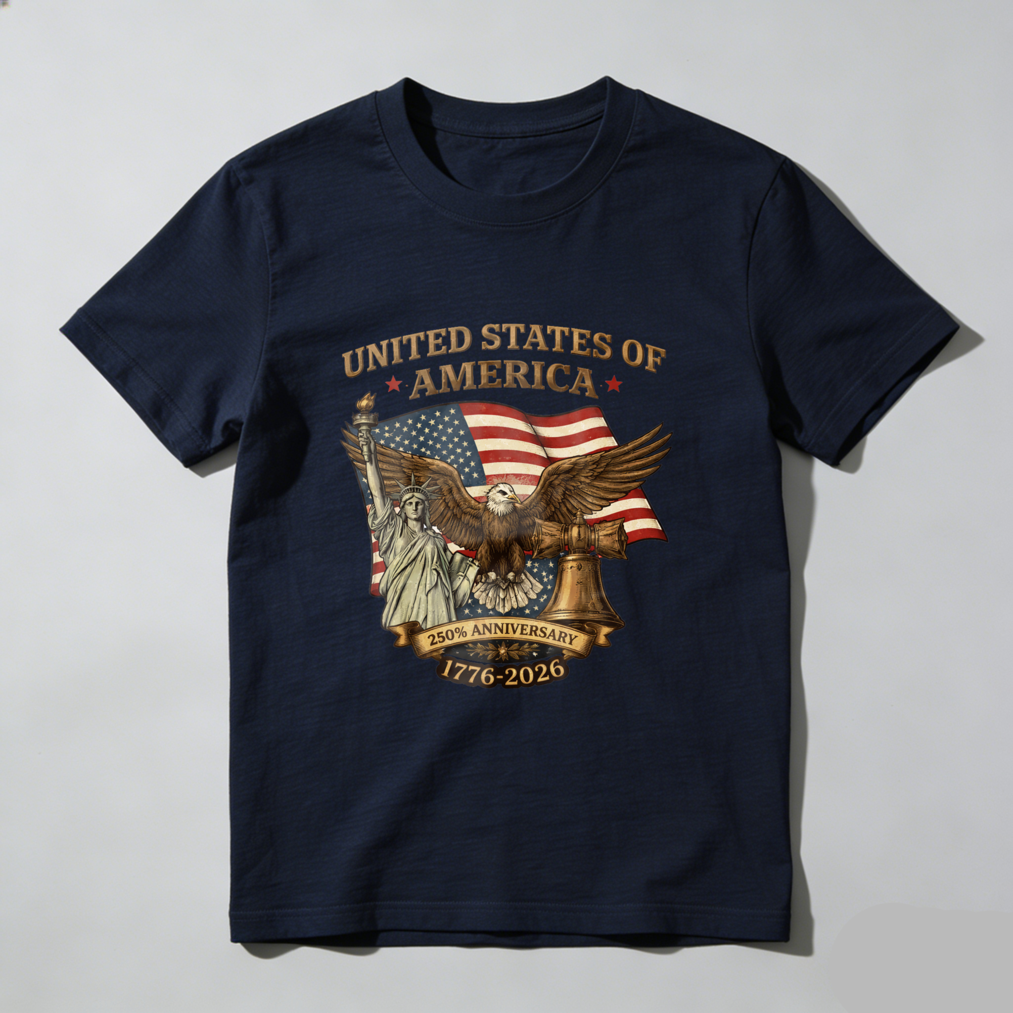 United States Of America 250th Anniversary 1776 2026 Eagle And Flag Patriotic T-Shirt