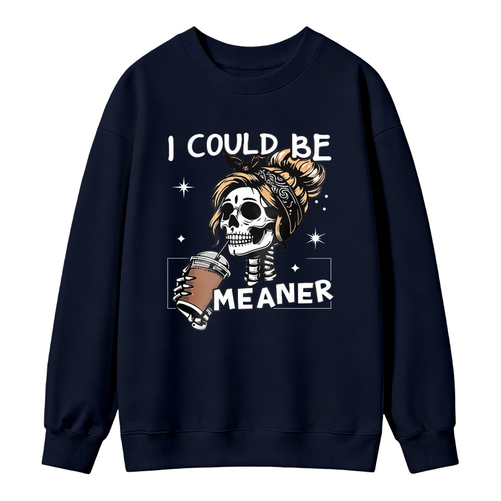 Skeleton Holding Coffee Cup Design Unisex Crewneck Classic Sweatshirt