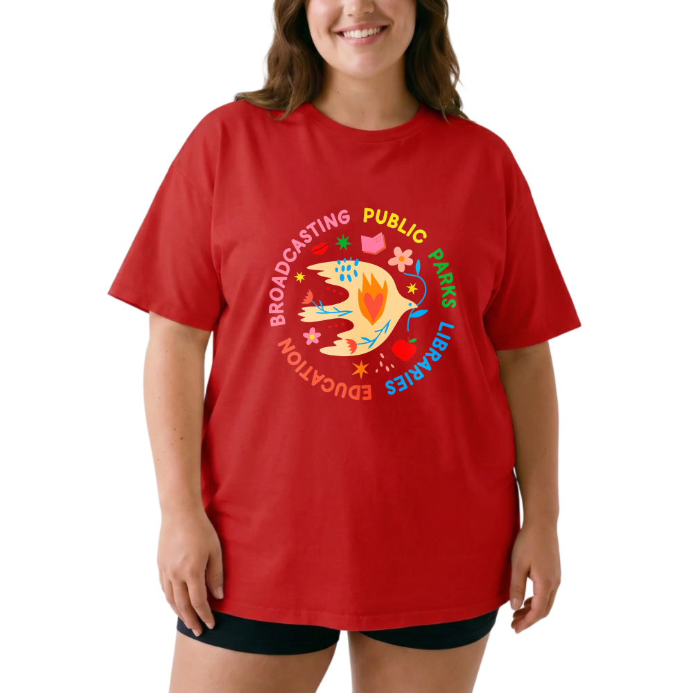 Broadcasting Public Parks Libraries Education tshirt 100% cotton