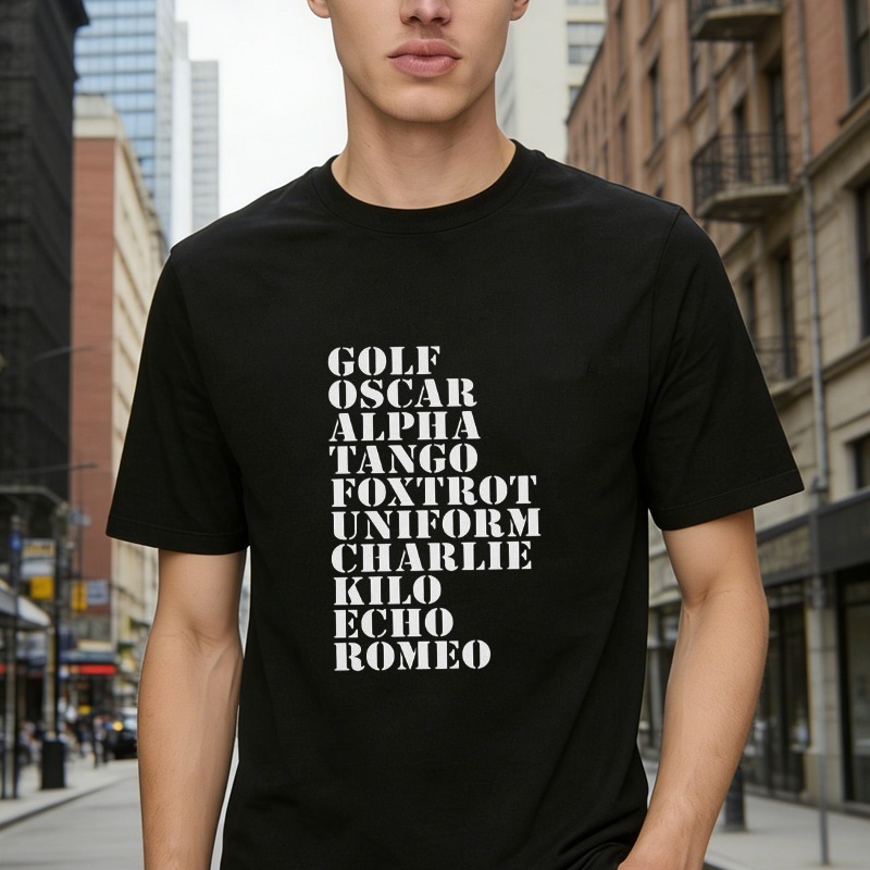 Golf Oscar Alpha Tango Foxtrot Uniform Charlie Kilo Echo Romeo Phonetic Alphabet T-shirt