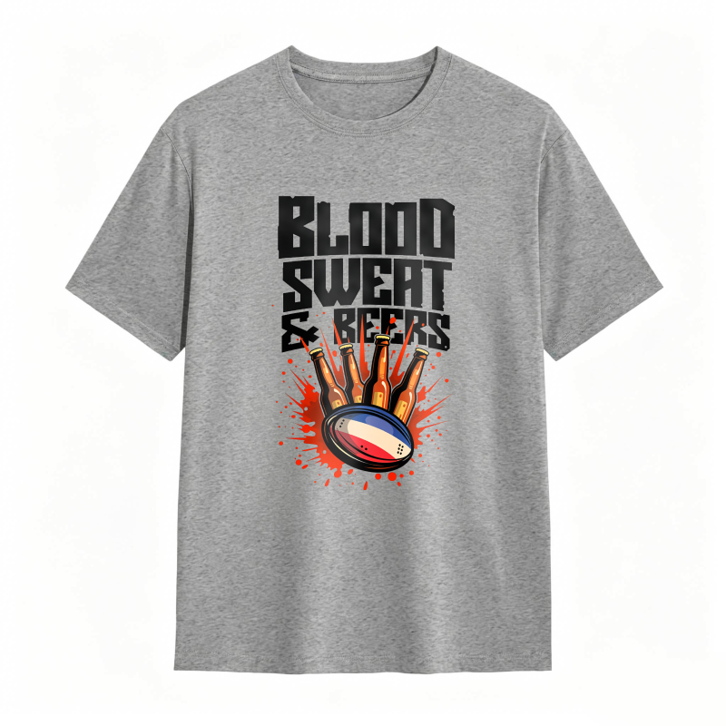 Blood Sweat And Beers Rugby Ball Hand Print Unisex Classic T-shirt