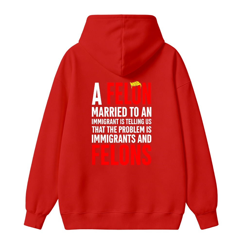 A Felon Married To An Immigrant Is Telling Us That The Problem Is Immigrants And Felons Funny Quote Hoodie