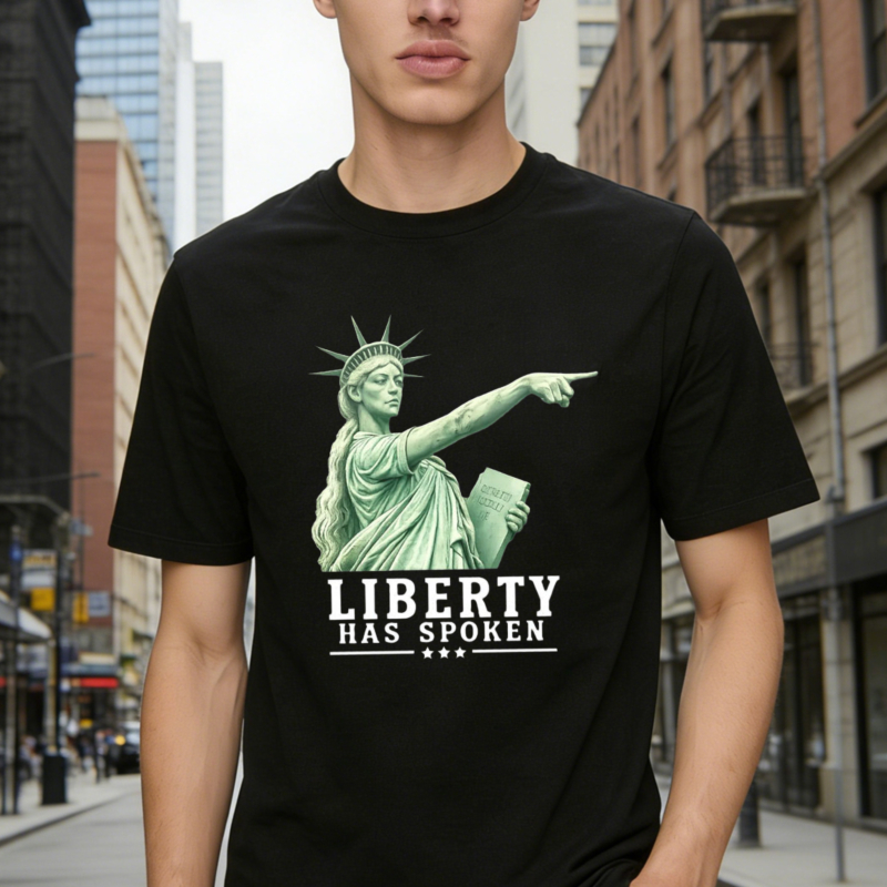 Liberty Has Spoken Statue Of Liberty Pointing Graphic Unisex Classic T-shirt